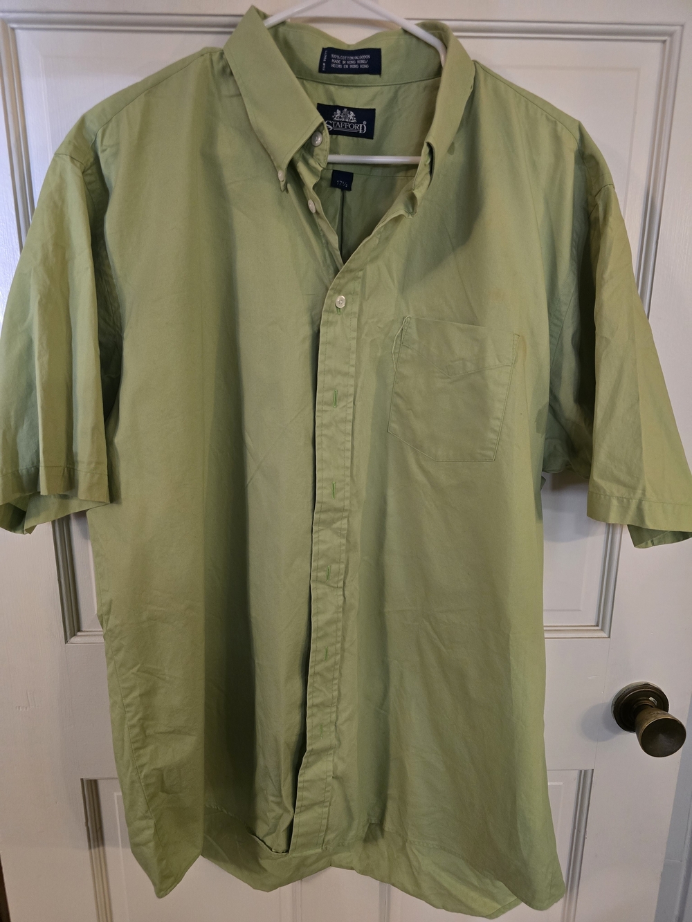 Stafford Short-Sleeve Button-Down Shirt in Light Green #350